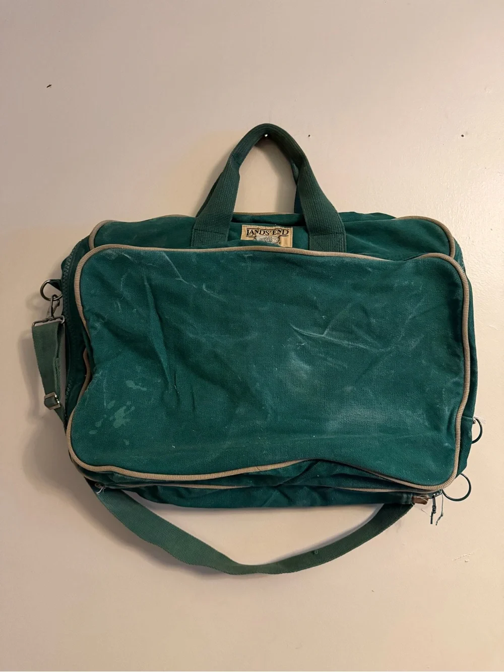 Vintage Lands' End Green Canvas Bag